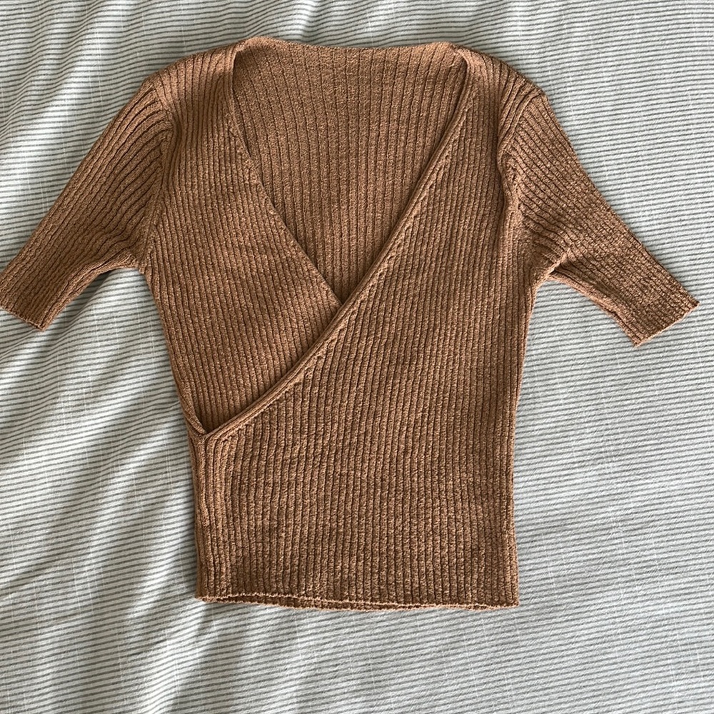 90s Brown Criss Cross Top | Size small
